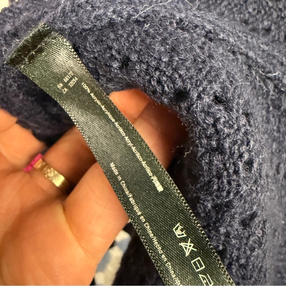 Anthropologie Square Crochet Knit Puff Sleeve Open Long Cardigan - Picture 6 of 6